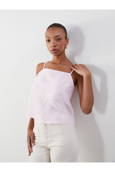 LC Waikiki Two Mt Shop Quality Square Neck Modal Blend Crop Blouse with Rope ...
