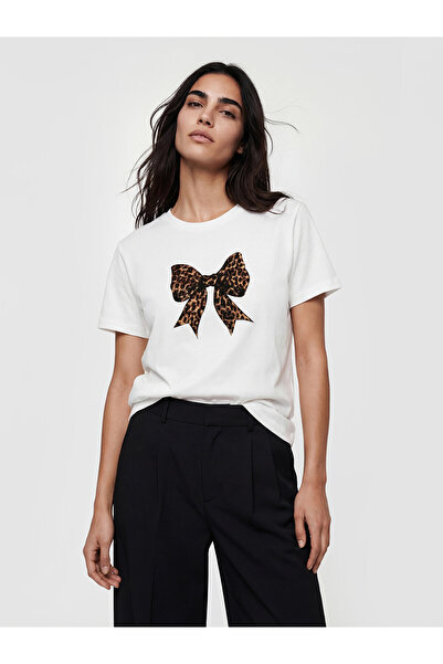 LC Waikiki Original Bowknot Printed 100% Cotton Women's T-Shirt