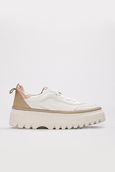 FAST STEP Genuine Leather Beige Women's Casual Shoes 409Za3104