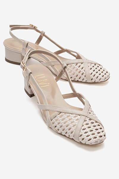 LuviShoes Lenvor Beige Knitted Women's Heeled Sandals