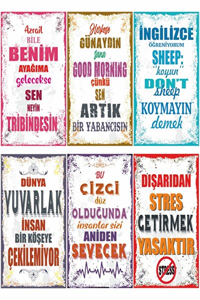 bin ler ce tablo Dışarıdan Stres Getirmek Yasaktır Komik Duvar Yazıları 6lı M...