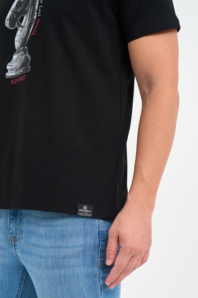 Kenvelo - Tricou barbat cu imprimeu logo si detalii grafice