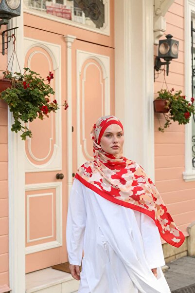 ENRİCO FERRİ Petra Mosaic Pattern Shawl - Red Light Mink
