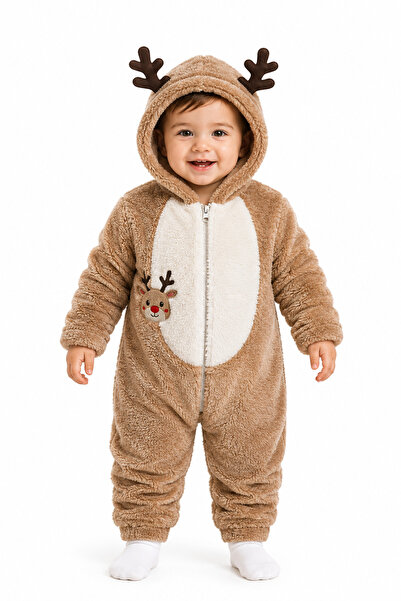 Chicsy Baby Sweet Deer Embroidered Welsoft Plush Hooded Zippered Winter Unise...