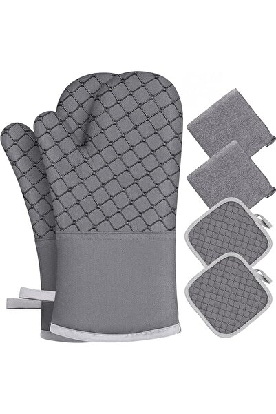Generic 6Pcs Oven Mitts and Pot Holders, 500℉ Heat Resistant Oven Mitts with ...