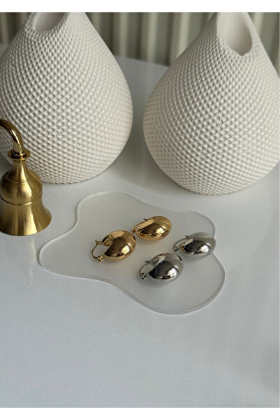 Oval Çelik Model Küpe