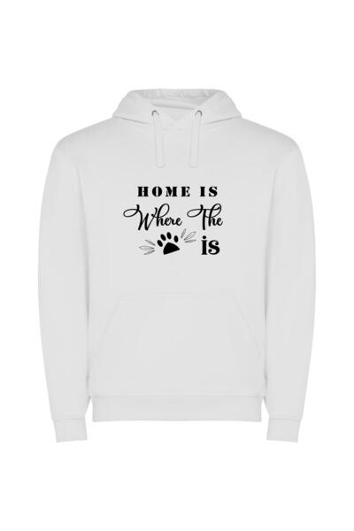 iLovePrints Paws at Home Φούτερ με κουκούλα σε χρώμα Λευκό