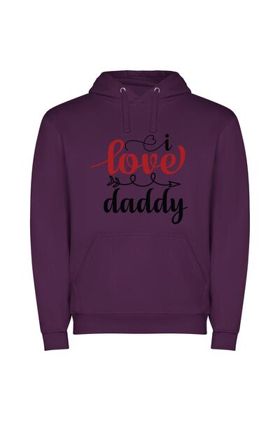 iLovePrints Digital Daddy Devotion Φούτερ με κουκούλα σε χρώμα Μωβ