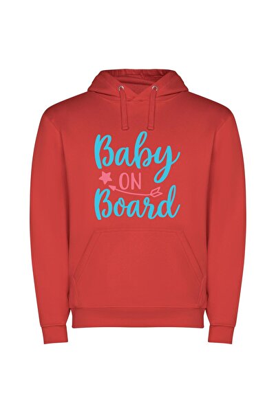 iLovePrints Whimsical Baby Voyage Φούτερ με κουκούλα σε χρώμα Κόκκινο