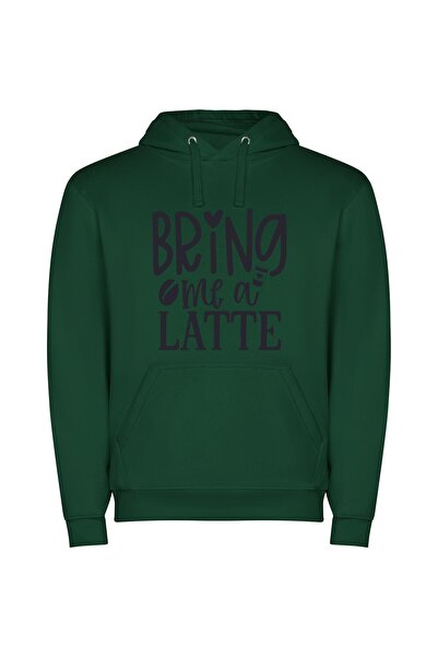 iLovePrints Latte Love: Aesthetic Elegance Φούτερ με κουκούλα σε χρώμα Πράσινο