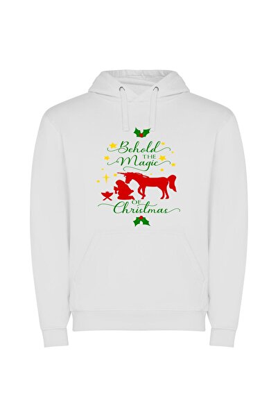 iLovePrints Merry Mystic Christmas Magic Φούτερ με κουκούλα σε χρώμα Λευκό