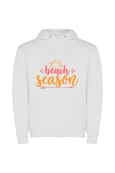 iLovePrints Sandy Sunset Escape Φούτερ με κουκούλα σε χρώμα Λευκό