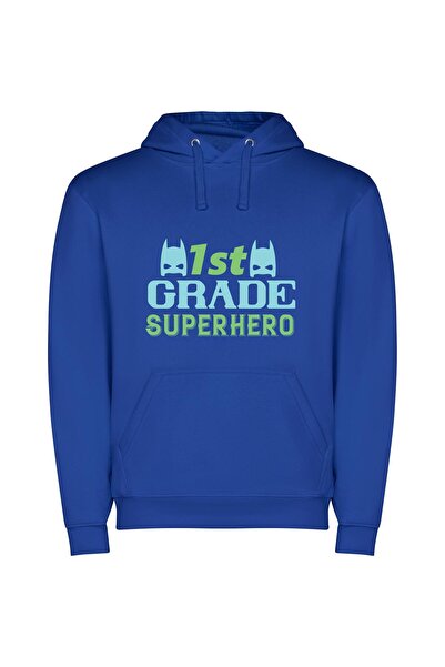iLovePrints Superhero Art Grade One Φούτερ με κουκούλα σε χρώμα Μπλε