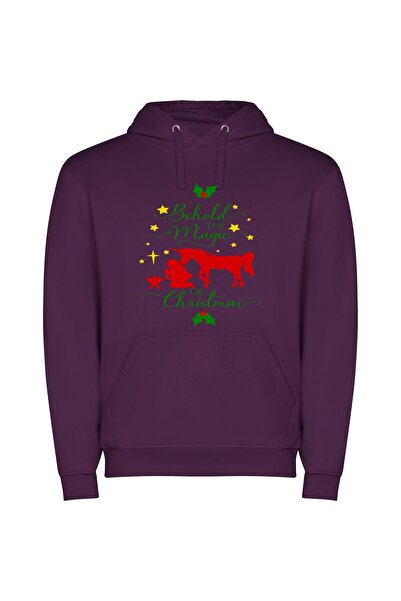 iLovePrints Merry Mystic Christmas Magic Φούτερ με κουκούλα σε χρώμα Μωβ