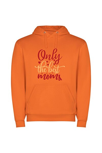 iLovePrints Elite White Background Moms Φούτερ με κουκούλα σε χρώμα Πορτοκαλί