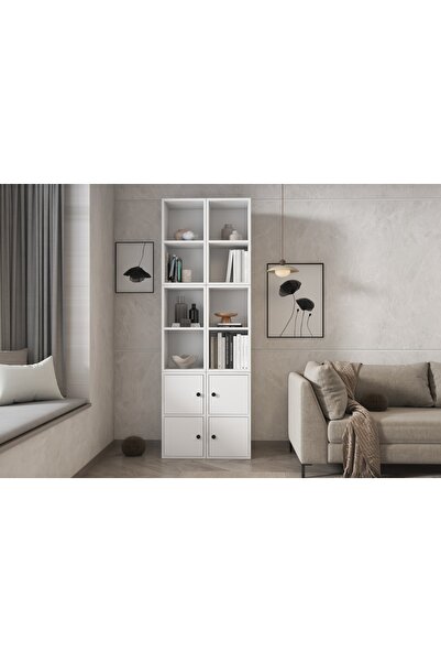 Vivense ZARA KOMBİN BÖLMELİ KİTAPLIK ÇEKMECESİZ KAPAKLI DÜZENLEYİCİ RAF NRG K...