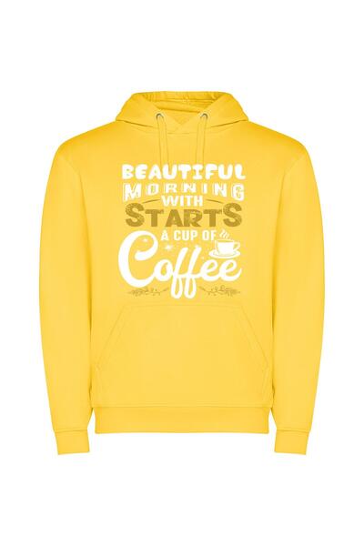 iLovePrints Starry Brewed Mornings Φούτερ με κουκούλα σε χρώμα Κίτρινο
