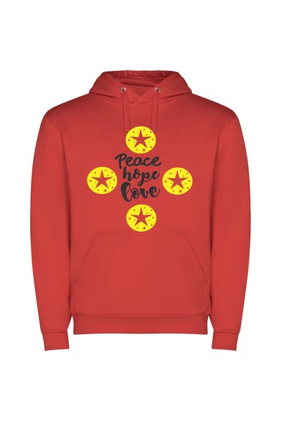 iLovePrints Celestial Peace and Love Φούτερ με κουκούλα σε χρώμα Κόκκινο