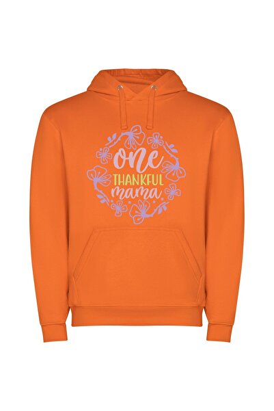 iLovePrints Floral Tribute to Mama Φούτερ με κουκούλα σε χρώμα Πορτοκαλί