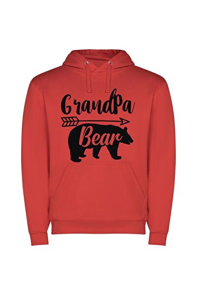 iLovePrints Stencil Bear, Grandpa's Pride Φούτερ με κουκούλα σε χρώμα Κόκκινο