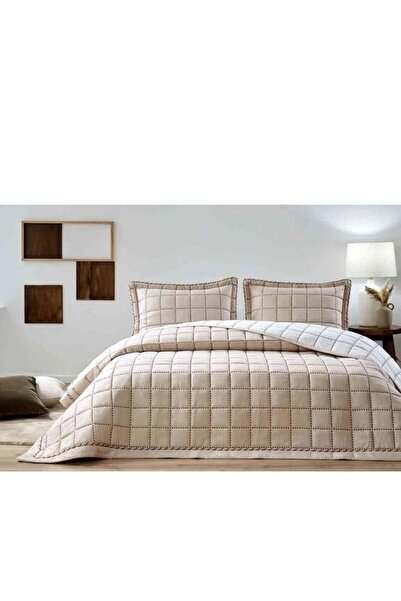 Özdilek Embroidered -Square Beige- Double Bedspread (240X250)