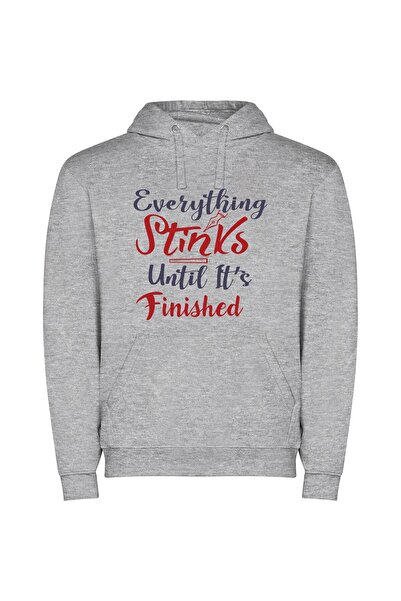 iLovePrints Neat Until Finished: Inspired Φούτερ με κουκούλα σε χρώμα Γκρι