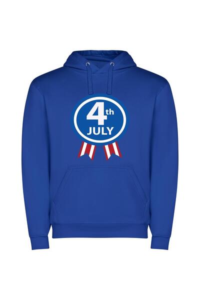 iLovePrints Ribboned Independence Badge Φούτερ με κουκούλα σε χρώμα Μπλε