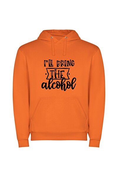 iLovePrints White Background Booze Party Φούτερ με κουκούλα σε χρώμα Πορτοκαλί