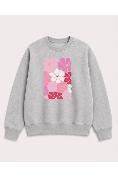 herkesemoda Hanorac cu guler rotund, cu imprimeu cu flori colorate, din 2 fir...