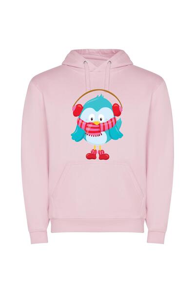 iLovePrints Frosty Feathered Friends Φούτερ με κουκούλα σε χρώμα Ροζ