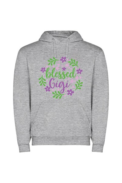 iLovePrints Glorious Gigachad's Floral Blessing Φούτερ με κουκούλα σε χρώμα Γκρι