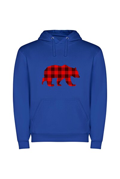 iLovePrints Lumberjack Bear Silhouette Φούτερ με κουκούλα σε χρώμα Μπλε