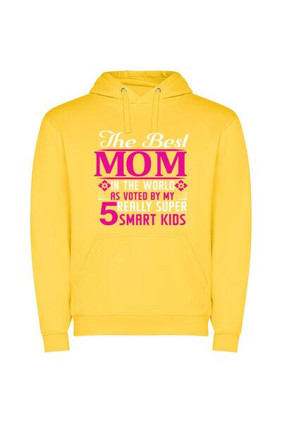 iLovePrints Savvy Kids, Wise Mom Φούτερ με κουκούλα σε χρώμα Κίτρινο