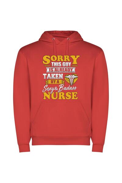 iLovePrints Nurse Humor Hits Hard Φούτερ με κουκούλα σε χρώμα Κόκκινο