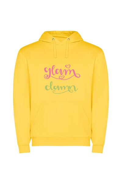 iLovePrints Glowy Glam Hand Drawn Φούτερ με κουκούλα σε χρώμα Κίτρινο