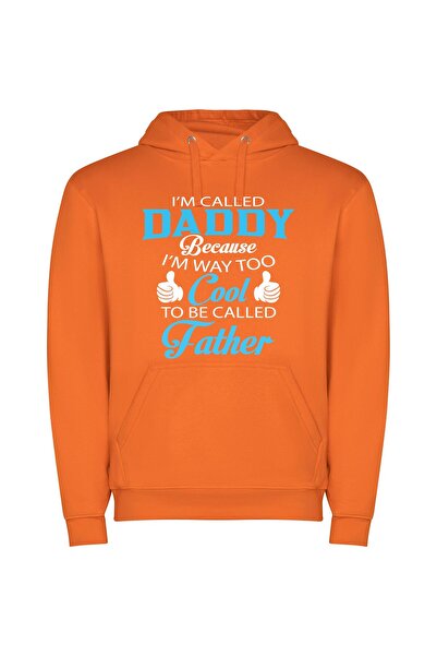 iLovePrints Daddy Cool Vibes Φούτερ με κουκούλα σε χρώμα Πορτοκαλί
