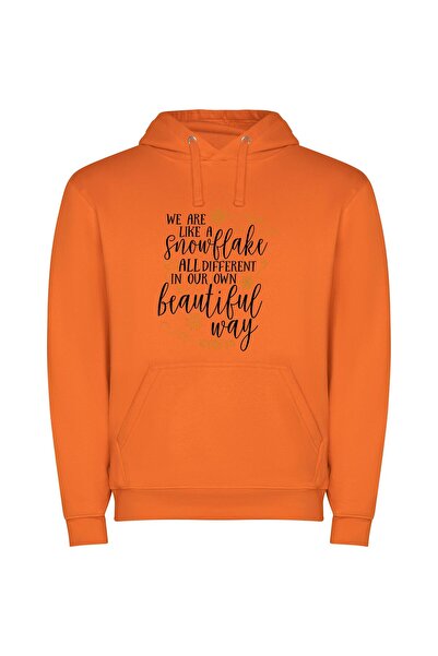 iLovePrints Unique Snowflake Elegance Φούτερ με κουκούλα σε χρώμα Πορτοκαλί
