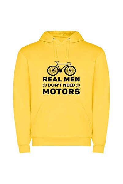 iLovePrints Bicycle: Real Men Ride Φούτερ με κουκούλα σε χρώμα Κίτρινο