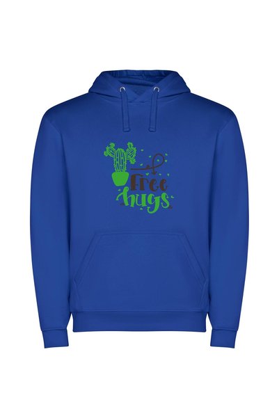 iLovePrints Fancy Cactus Hugs Snapshot Φούτερ με κουκούλα σε χρώμα Μπλε