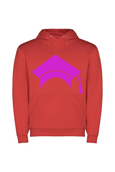 iLovePrints Vibrant Graduation Elegance Φούτερ με κουκούλα σε χρώμα Κόκκινο