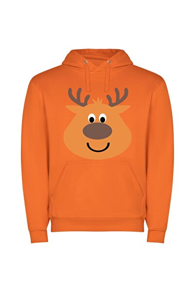iLovePrints Anthro Deer Clipart Φούτερ με κουκούλα σε χρώμα Πορτοκαλί