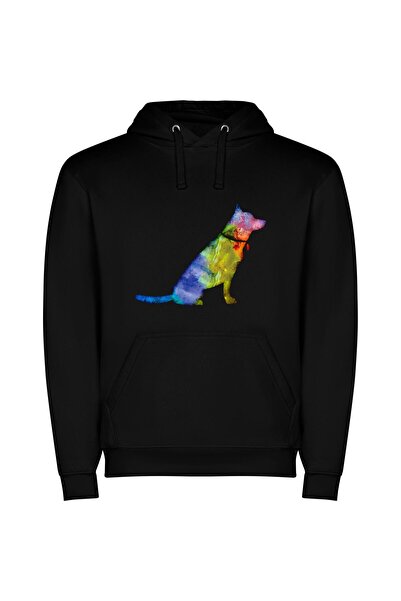 iLovePrints Luminous Sitting Shepherd: A Digital Watercolor Φούτερ με κουκούλ...