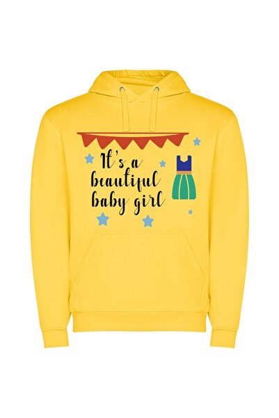 iLovePrints Beautiful Baby Girl Bliss Φούτερ με κουκούλα σε χρώμα Κίτρινο