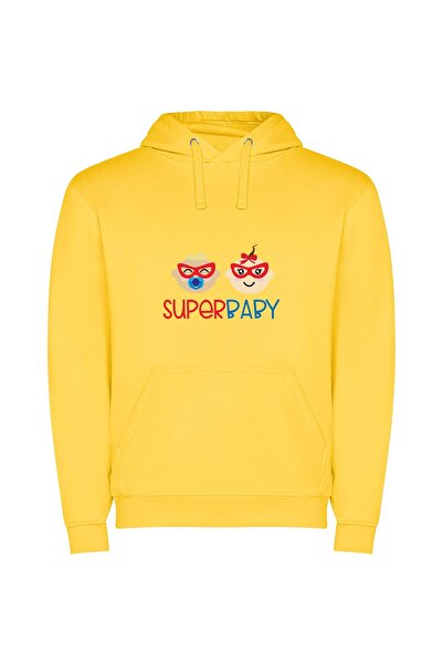 iLovePrints Superior Super Baby Cuteness Φούτερ με κουκούλα σε χρώμα Κίτρινο