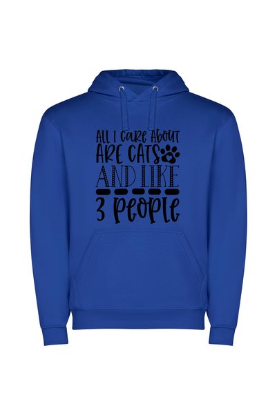 iLovePrints Pawsitively Cat-obsessed! Φούτερ με κουκούλα σε χρώμα Μπλε