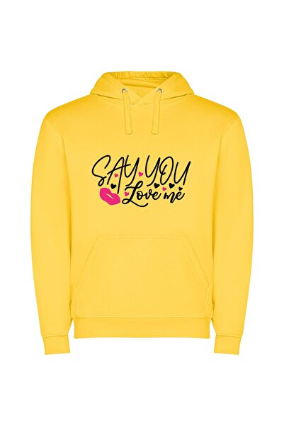 iLovePrints Love Letter Style Slay Φούτερ με κουκούλα σε χρώμα Κίτρινο