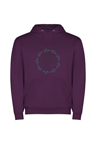 iLovePrints Blissful Circle of Happiness Φούτερ με κουκούλα σε χρώμα Μωβ