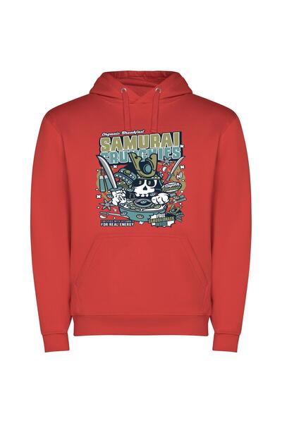 iLovePrints Ink Samurai Awakening Φούτερ με κουκούλα σε χρώμα Κόκκινο