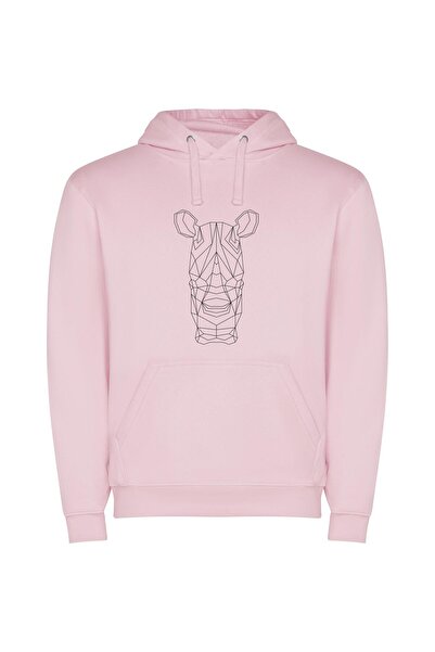 iLovePrints Giraffe's Minimalist Line Art Φούτερ με κουκούλα σε χρώμα Ροζ