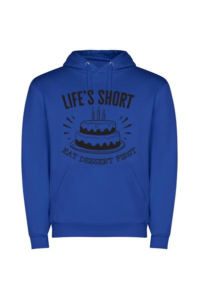 iLovePrints Sweet Life's First Bite Φούτερ με κουκούλα σε χρώμα Μπλε